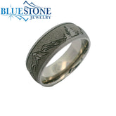 Titanium Tahoe Mountains & Trees Ring